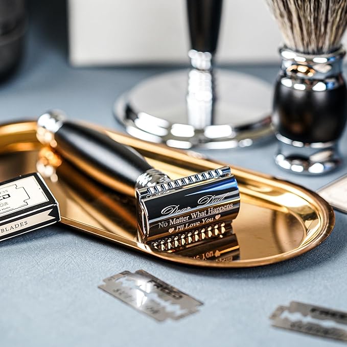 FREED customized gifts Engraving Luxury Men's Safety Razor set Aluminum Alloy Material incloud 120 Japanese Stainless Steel BladesIt's the best gift for men fathersor birthdays.