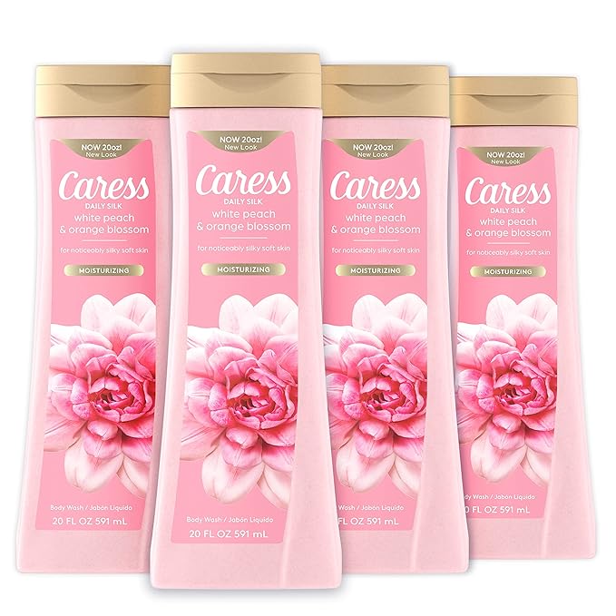 Caress Body Wash for Women Daily Silk White Peach &amp Orange Blossom Black Orchid &amp Patchouli Oil Shower Gel Body Wash Moisturizing 20 fl oz 4 Pack Bundle