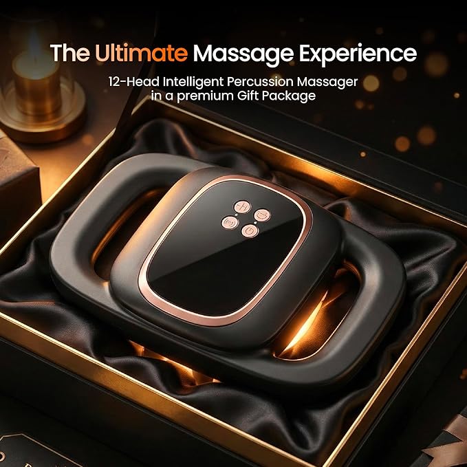 BENEVIA Deep Tissue Massage Gun - Percussion Massager for Muscle Recovery - Handheld Back Neck &amp Shoulder Massager with 30 Speeds and 12 Heads