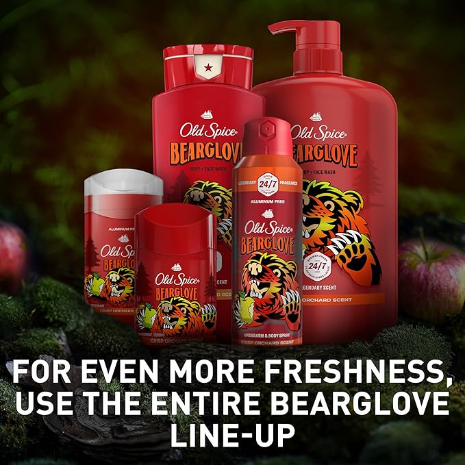 Old Spice Cleansing Body Wash for Men 3X Defense 24/7 Shower Fresh with Lasting Scent 2-in-1 Body &amp Face Wash Bearglove with Crisp Orchard Scent 24 oz (Pack of 4)