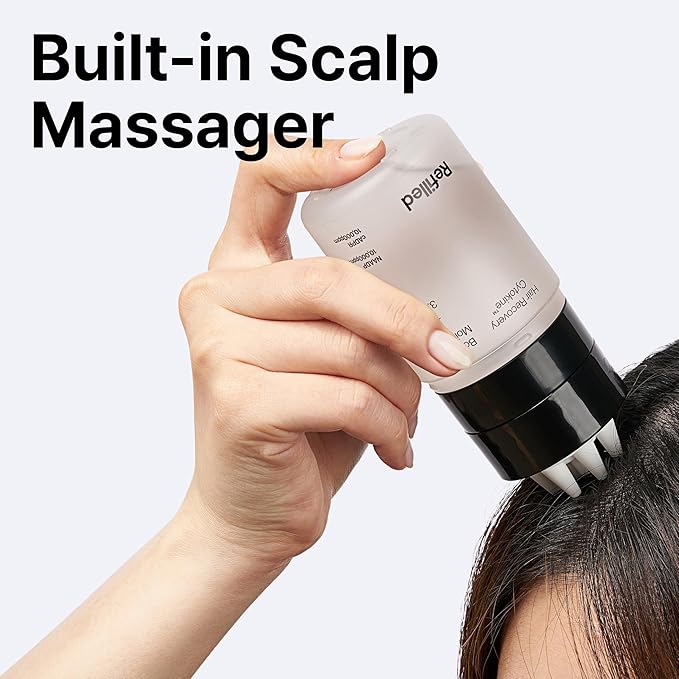 REFILLED Booster Plus Moisture | Hair Growth Serum &amp Thickening Scalp Treatment with Built-in Massager for Men &amp Women | Hair Loss &amp Thinning | Fuller &amp Baby Hair Regrowth | Fast-Absor