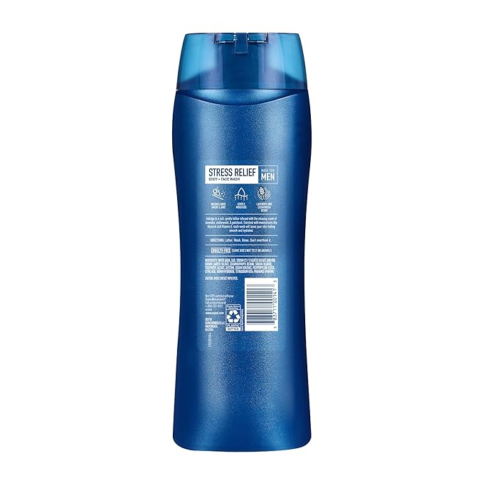 Suave Men’s Stress Relief Body + Face Wash Gentle Moisture with Lavender &amp Cedarwood All Day Fresh Scent 18 oz 6 Pack