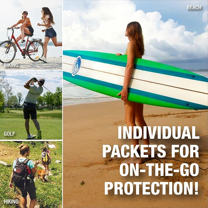 CoreTex Sun X 30+ SPF Individual Sunscreen Packets Travel Size - Bulk Pack of 100 Paraben Oxybenzone &amp Oil Free Broad Spectrum Sunscreen - No White Cast and Water Resistant Up to 80 Minutes