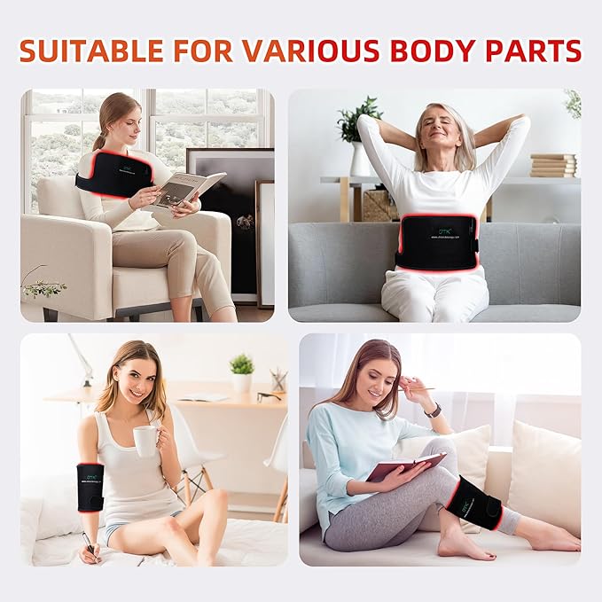 UTK Red &amp Blue Light Therapy Pad for Body 3-in-1 LED Bead Light Therapy Belt with Timer Remote Control 470nm Blue Light &amp 660nm Red Light &amp 850nm Infrared Light Therapy for Back Waist Sh