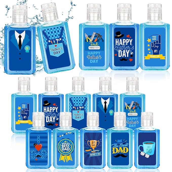 50 Pcs Father's Day Mini Hand Sanitizer Bulk Happy Father's Day Small Hand Soap 1fl Oz Travel Size Hand Soap Best Dad for Happy Fathers Day Party Supplie