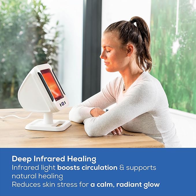 Beurer IL60 Infrared Heat Lamp for Red Light Therapy for Face Body Sinus &amp Skin Pain Relief &amp Muscle Recovery Adjustable Treatment Time Protective Eyewear Included
