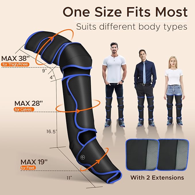 Leg Massager Air Compression Massager with 3 Level Full Leg Heat 6 Modes &amp 3 Intensities for Foot Calf Knee＆Thigh and Muscles Relaxation