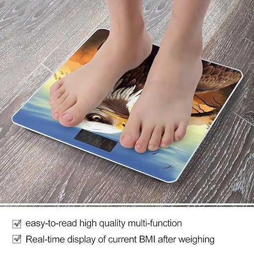 Eagle Bathroom Scale Large LCD Backlight Display Digital Scale Rounded Corners Body Scales Automatic Power On/Off Bathroom Scales for Home Bedrooms