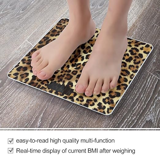 Digital Bathroom Weighing Scale Energy Saving Scale Smart Scale for Body Weight Animal Leather Cheetah Skin Gold Leopard Print