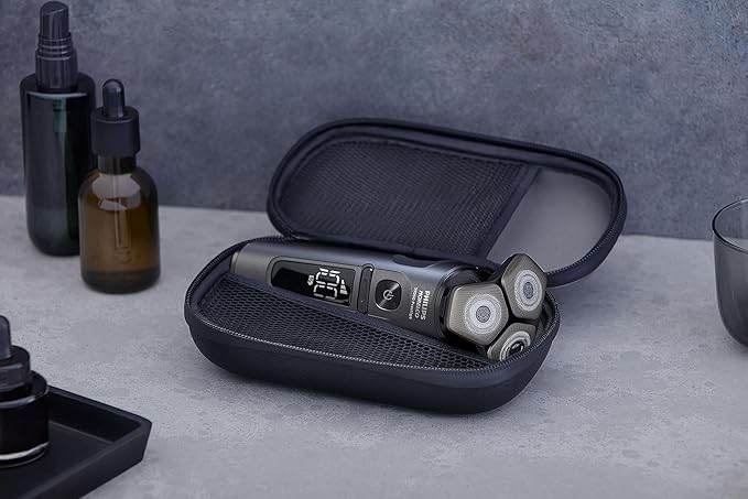 Philips Norelco S9000 Prestige Electric Shaver with Qi-Charger Precision Trimmer and Premium Case SP9872/86