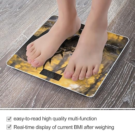 Rustic Woodland Deer Bathroom Scale for Body Weight LCD Display Digital Bathroom Scale Tempered Glass Bathroom Weight Scales Fashion Smart Scales for Home Bedroom 400 Lb