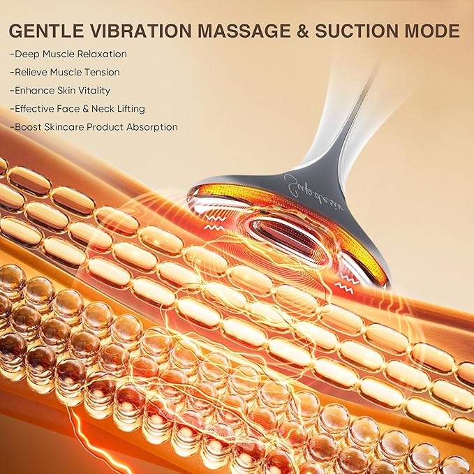 3-in-1 for Aurora Red Light for Face &amp Neck Beauty Massager with Suction Vibration Heat 3 Light Therapies for Skin Glow Face Lift Neck Firm Black