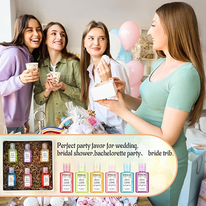 Frienda 24 Pack Wedding Favor Mini Hand Sanitizer Bulk Travel Size 1oz Bridal Shower Favor Share Love Not Germs Scented Hand Sanitizer Greenery Thank You Gifts for Guest Baby Shower Mother Party