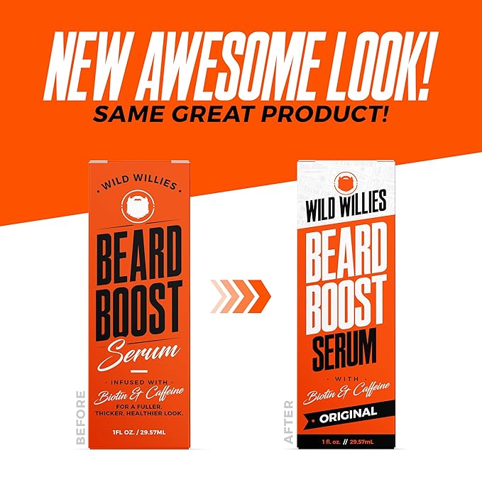 Wild Willies Beard Growth Kit - Capsules &amp Boost Serum - Natural Growth Oil With Biotin &amp Caffeine - Vitamins for Fuller Thicker Beard - 60 Capsules - For Men