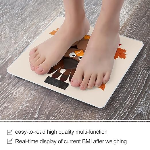 Maple Leaf Dark Brown TurkeyScale for Body Weight with LCD High Precision Weighing Scales Fashion Sturdy Tempered Glass Weight Scales Easy-to-Read Digital Bathroom Scale for Daily 400lb