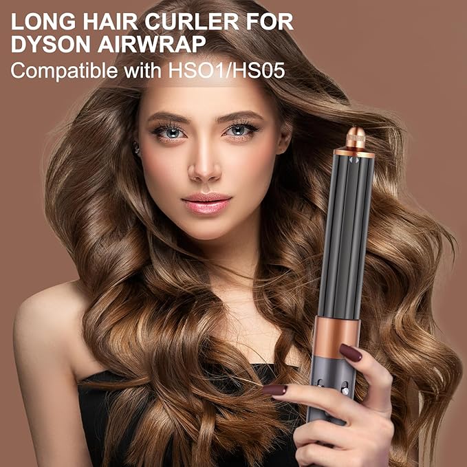 40mm/1.6in Long Barrel Attachment for Dyson Airwrap HS01 HS05 HS08 Adjustable Bidirectional Curling Auto-Wrap Curling Iron Curler Create Bouncy Curls or Waves