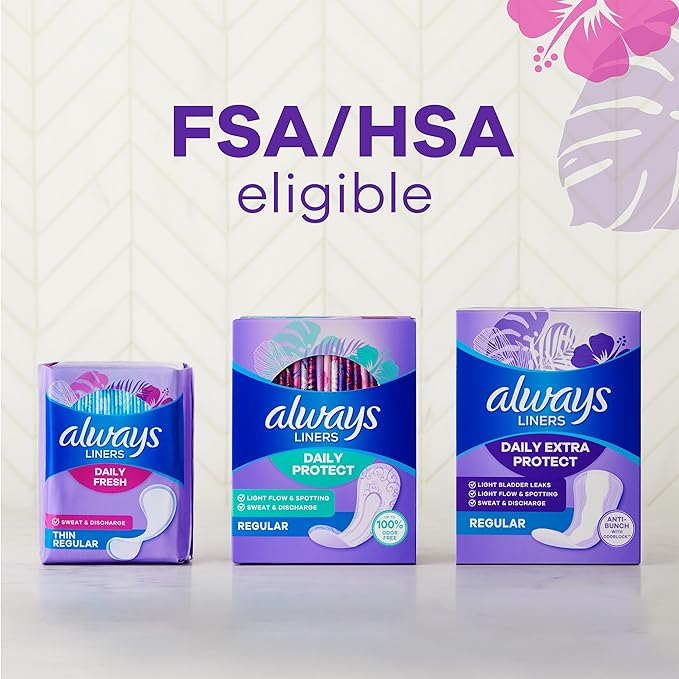 Always Daily Fresh Thin Liners Regular Absorbency Unscented Panty Liners 432 Count (Pack of 2)