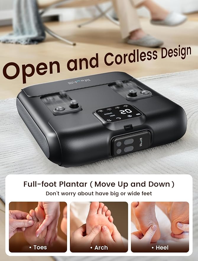 lifechill Cordless Electric Foot Massager with Remote Control [2026 Upgraded] Up and Down +Percussion Foot Massager for Neuropathy FSA EligiblePlantar Fasciitis MassagerHsa Approved