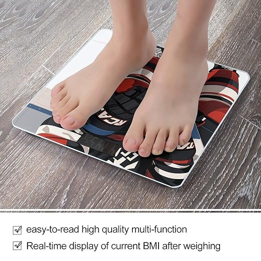 Ice Hockey Pattern Smart Scale for Body Weight Accurate Bathroom Scale with LED Display Digital Weight Scales Weighing Machine High Precision Scales for Bath Home