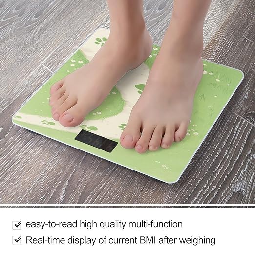 Dog Cat Foot Prints Weight Scale Large Digital Bathroom Scales with Bright LED Display Non Slip Digital Scale and Step On Fashion Weighing Machine for Body