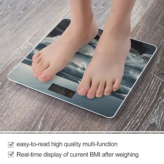 Wild Seas Scale for Body Weight Precision Bathroom Weighing Scales with Back Lit LCD Display Sturdy Tempered Glass Body Weight Scales Digital Bathroom Scale 400lb