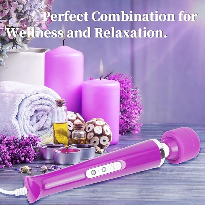 Wired Wand Massager for Women 10-Speed Electric Handheld Deep Tissue Massager Powerful Plug-in Full Body Muscle Recovery Tool for Neck Back Shoulder &amp Foot Relief (Purple)