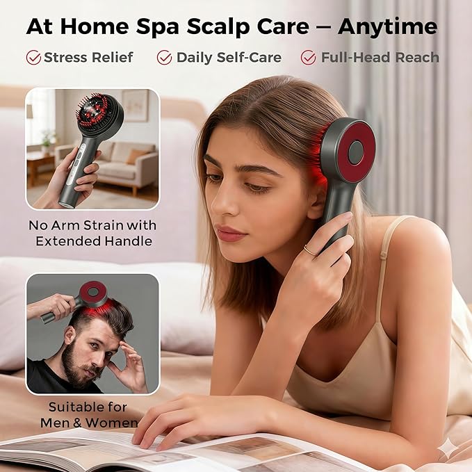 Electric Scalp Massager 5 in 1 Refillable Oil Reservoir and Mist 3 Step At Home Scalp Spa Device 3D Deep Kneading Massage USB C Rechargeable Portable for Home and Travel