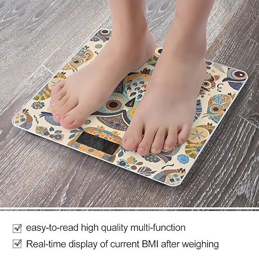 Color Owl Pattern Scale for Body Weight Smart Scales Digital Bathroom Scale High Precision Weighing Scales with Large Display Weighing Machine for People