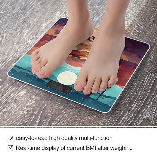 Abstract Desert Scenery Bathroom Scale Weight Scale for Body WeightHighly Accurate Digital Weighing Machine Clear LED Display Digital Bathroom Body Scale 400lb/182kg