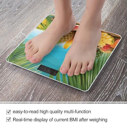 Summer Parrot Pineapple Birds Weight Scale Digital Electronic Scales Bathroom Scale Larg LCD Backlight Display High Precision MeasurementsTempered Glass