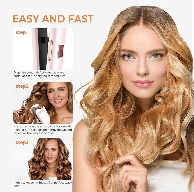 Waver Hair ToolMini Waver Curling IronCurling Iron Hair Crimper WaverIonic Deep Waver Curling Wand with Ceramic 2 Barrel for WomenDouble Voltage Easy to Use Pink 1.25 Inch