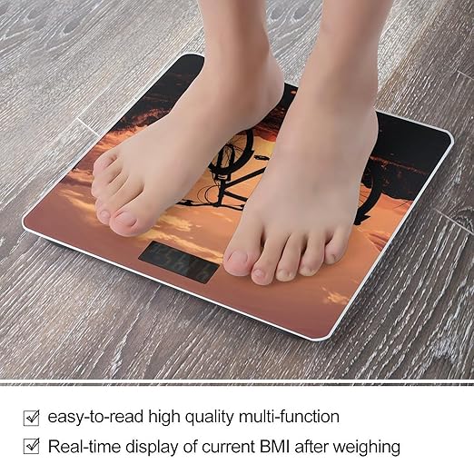 Road Bicycle Bathroom Scale Large LCD Backlight Display Digital Scale Rounded Corners Body Scales Automatic Power On/Off Bathroom Scales for Home Bedrooms
