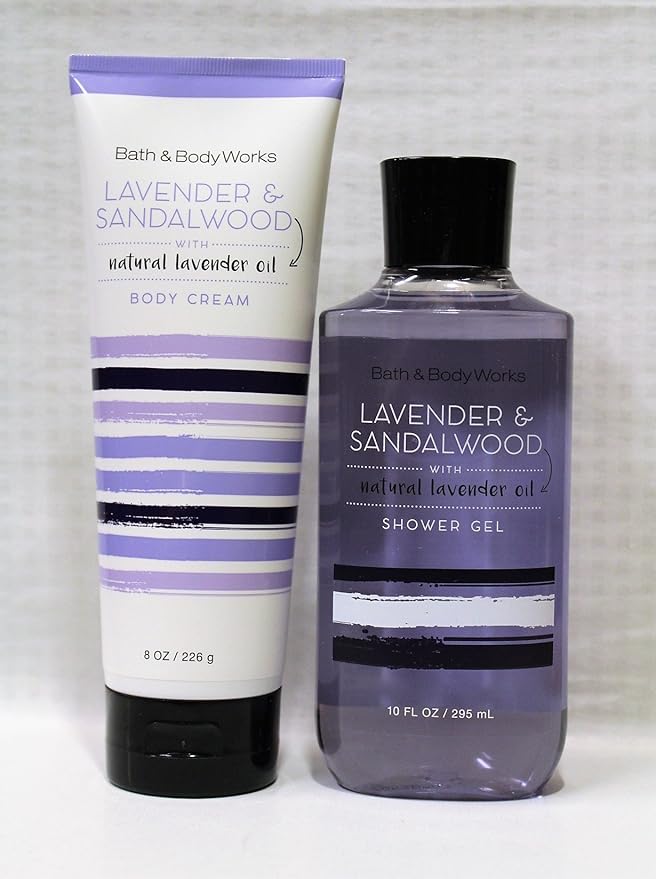 Bath &amp Body Works - LAVENDER &amp SANDALWOOD natural lavender oil - body cream &amp shower gel – Set