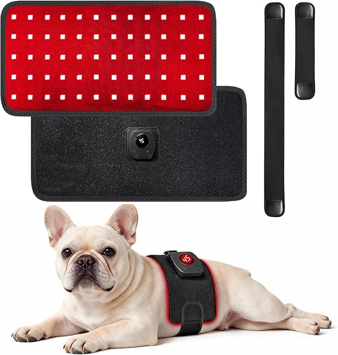 Pets Upgraded Red Light Therapy Belt LED Infrared Therapy with 4 Modes &amp 4 Adjustable Timer 60 LEDs 660nm &amp 850nm Red Light LED Screen Pet Muscle Recovery Light for Joint Relief