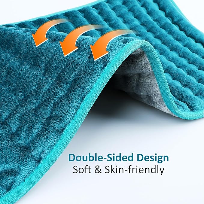Heating pad for Back/Shoulder/Neck/Leg Pain Relief Heating Pads for Period Cramps 6 Fast Heating Settings Auto-Off Machine Washable Birthday Gifts for Women Mom Extra Large 12x24 Blue