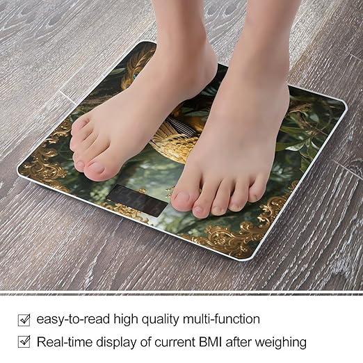 Golden Bird Bathroom Scale for Body Weight LCD Display Digital Bathroom Scale Tempered Glass Bathroom Weight Scales Fashion Smart Scales for Home Bedroom 400 Lb