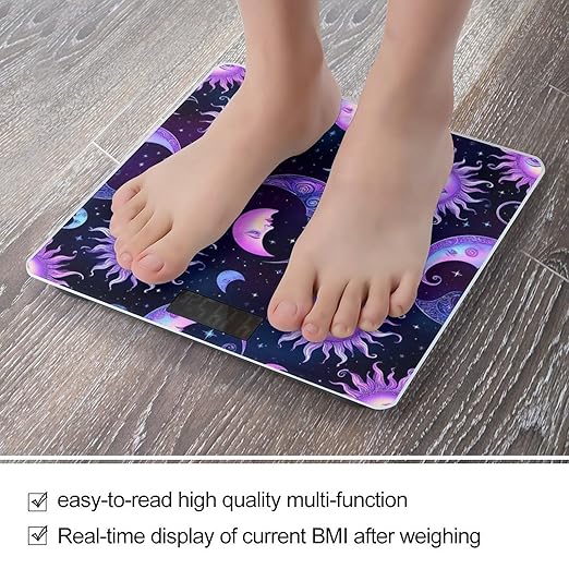Men's Fashion Automatic Switch Digital Bathroom Weighing Scale Smart Scale Trippy Sun Moon Stars