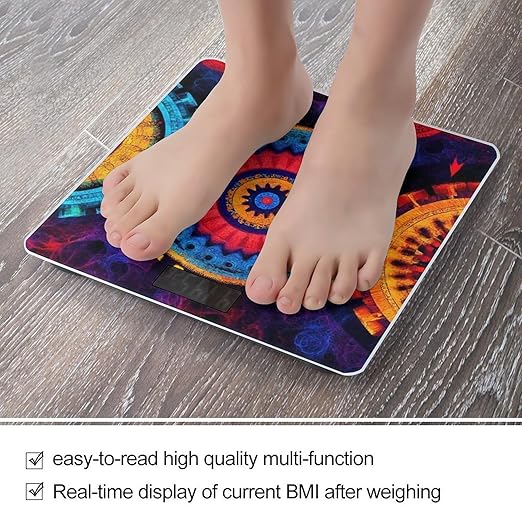 Women's Fashion Automatic Switch Digital Bathroom Weighing Scale Smart Scale Ancient Indian Trippy Mandala Colorful Dark Eyes Vintage Art