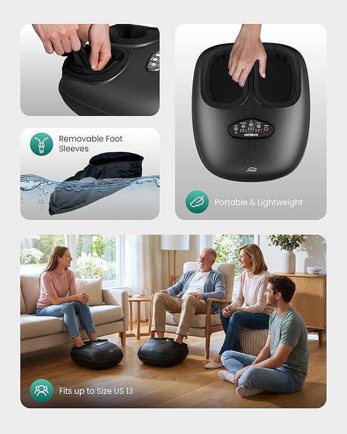 Snailax Shiatsu Foot Massager with Heat Deep Kneading Compression Vibration Electric Feet Massage Machine for Plantar FasciitisNeuropathyFoot WarmerRemote ControlSize 13Mother's Day Gifts