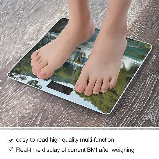 Waterfalls on Krka River Scale for Body Weight Anti-Slip Digital Bathroom Scale Sturdy Toughened Glass Weighing Scales High Precision Safe Rounded Corners Smart Scales