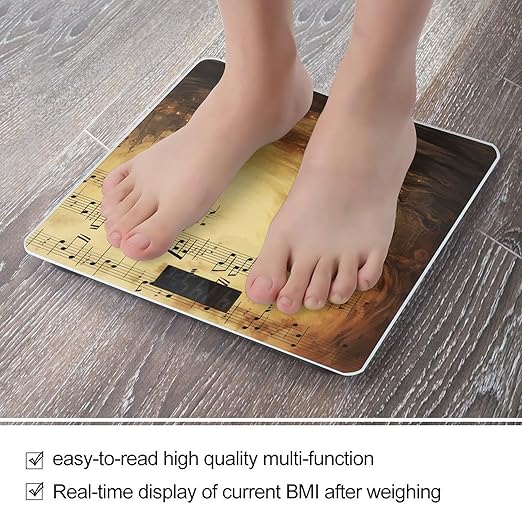Sheet Music Scale for Body Weight Anti-Slip Tempered Glass Digital Bathroom Scales Clear LCD Display Weighing Scale Safe Rounded Corners Smart Scales