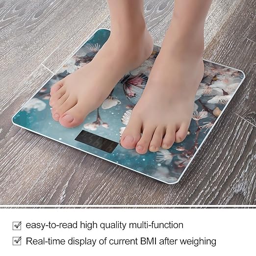Butterflies are Flying Scale for Body Weight Precision Bathroom Weighing Scales with Back Lit LCD Display Sturdy Tempered Glass Body Weight Scales Digital Bathroom Scale 400lb