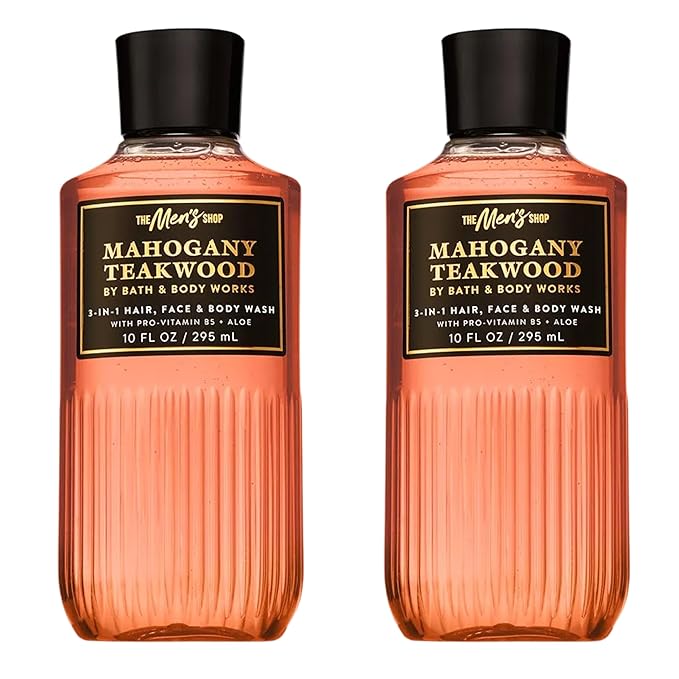 Bath &amp Body Works 3-in-1 Hair Face &amp Body Wash for Men – Mahogany Teakwood Scent Men's Shampoo &amp Cleanser with Pro-Vitamin B5 &amp Aloe Warm Woodsy &amp Masculine Scent 10 fl oz - 2