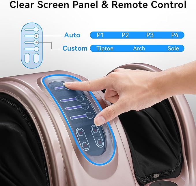 Electric Shiatsu Foot Massager with Heat Deep Kneading and Rolling Remote Control Black (Rose Gold)