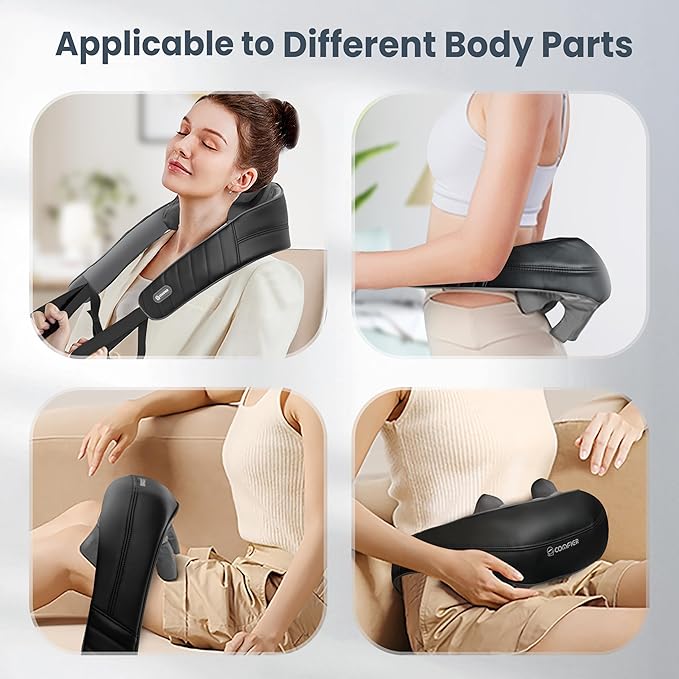 COMFIER Hands-Free Neck and Shoulder Massager with Heat Cordless 4D Deep Tissue Kneading Back Massager Rechargeable Shiatsu Massage for Pain Relief Home Office &amp Housework