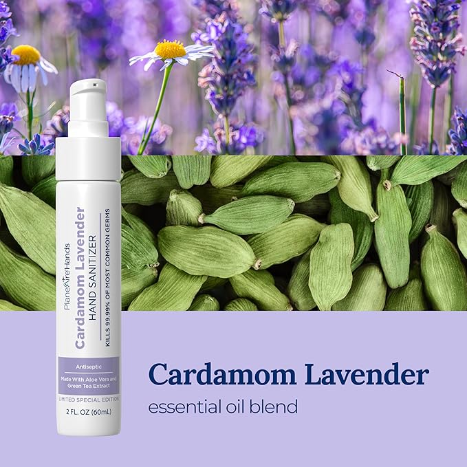Cardamom Lavender Lotion Hand Sanitizer | Travel Size | Moisturizing Hand Lotion | Made with Aloe Vera &amp Essential Oils | Rich in Vitamin E | Cleanse &amp Moisturize | Scented Hand Sanitizer | 6-