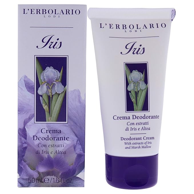 L'Erbolario - Iris - Deodorant Cream - Floral and Powdery Scent - Anti-perspirant Properties - Maintains Freshness Protects Skin - Made with Marshmallow 1.6 Oz