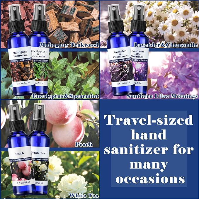 12 Pcs Hand Sanitizer Spray Bulk 2 Fl oz Various Scented Hand Sanitizer Travel Size Moisturizing Christmas Stocking Stuffers for Teacher Nurse Employee Appreciation Gifts