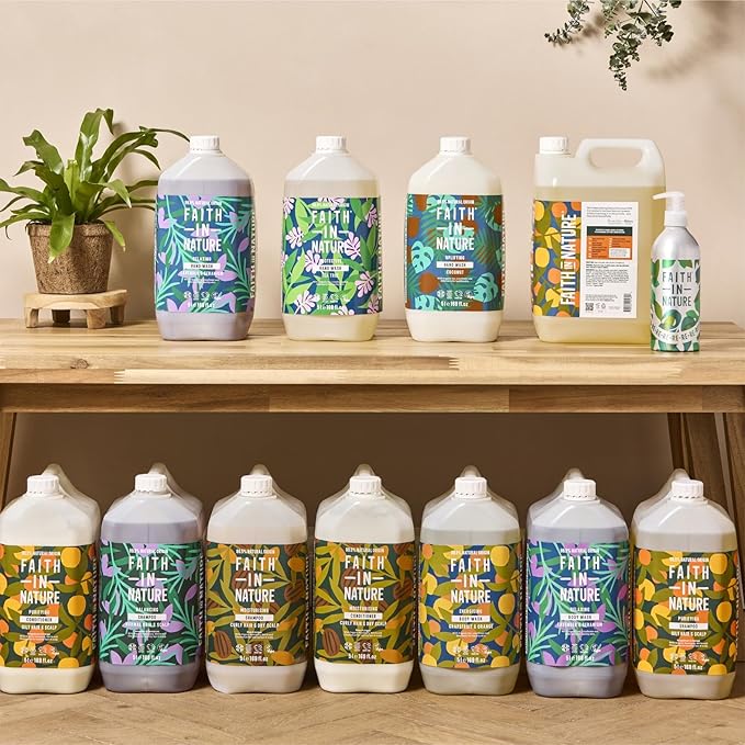 Faith In Nature Natural Hand Wash &amp Body Wash Set - Vegan &amp Cruelty Free No SLS or Parabens - 2 x 169 fl oz Value Bundle Pack Coconut