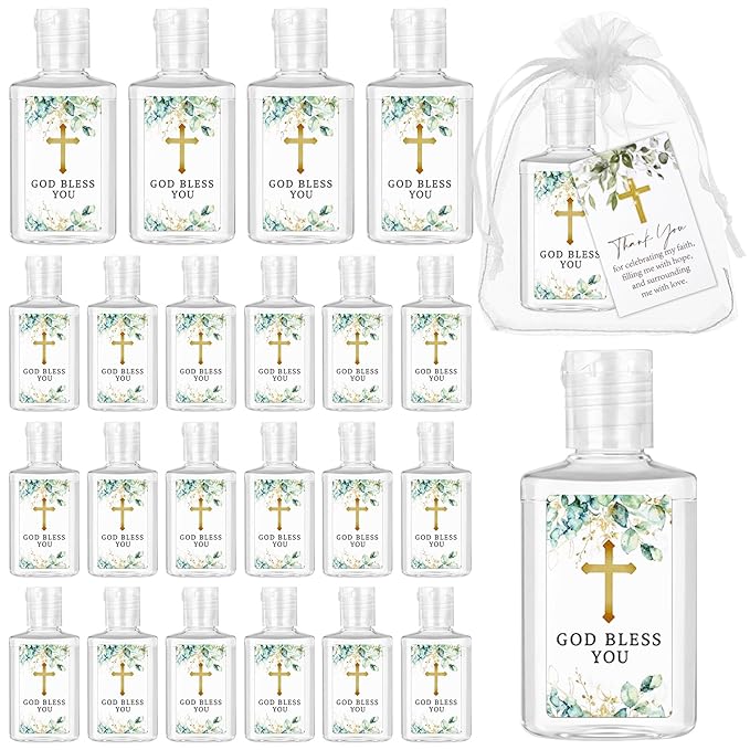 Leelosp 36 Sets Baptism Party Favors for Guests Mini Hand Soap Bulk 1fl oz Cross Baptism Mini Travel Hand Soap Gift for Baby Shower Christening First Communion Wedding Bridal Party Supplies